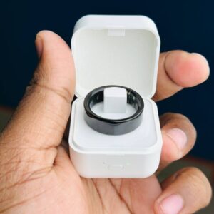 Smart Finger Ring for Fitness Tracking – With Charging Case  (Ring Size -10) -Black